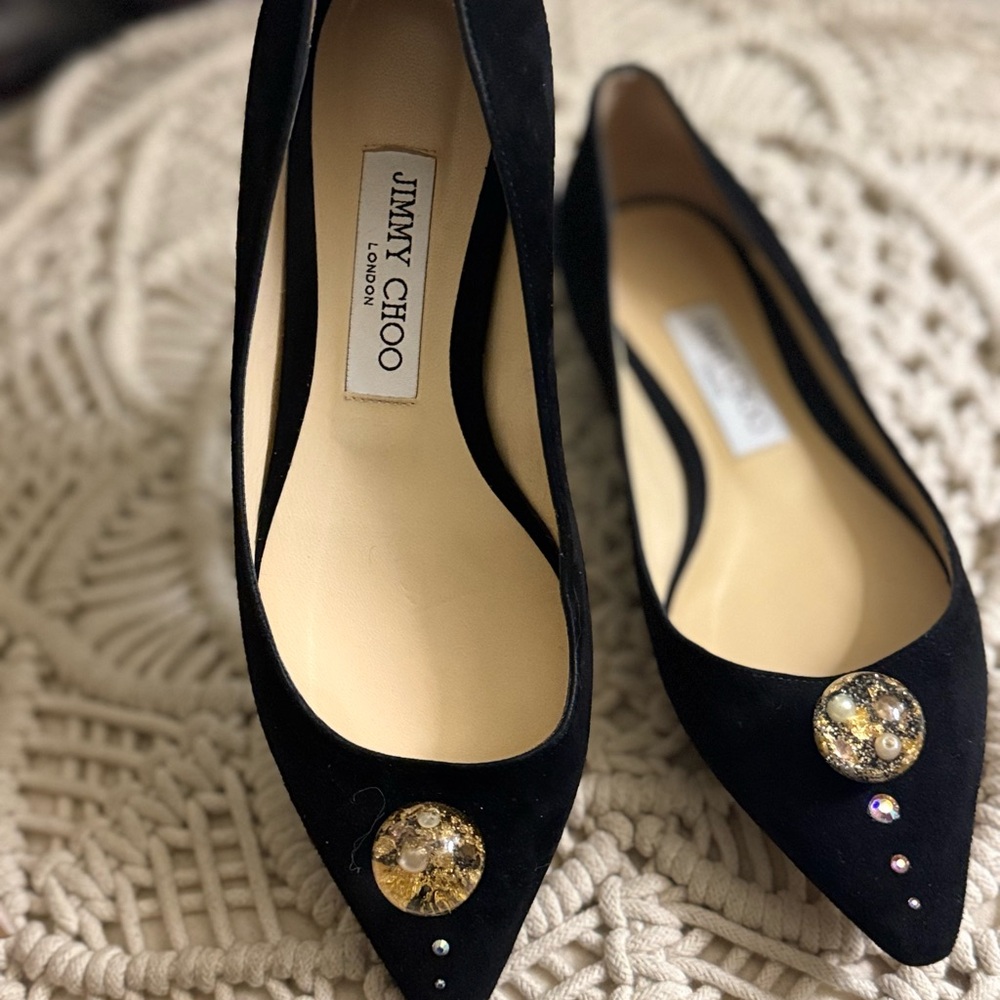 Jimmy Choo Black Embellished Women's Shoes size 6,5-7